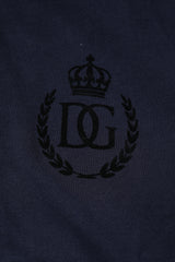 Dolce & Gabbana Dark Blue Cotton Crown Collared Polo T-shirt
