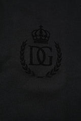 Dolce & Gabbana Black Cotton DG Logo Collared Polo T-shirt