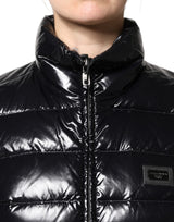 Dolce & Gabbana Black Logo Plaque Full Zip Puffer Jacket