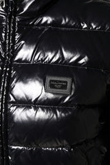 Dolce & Gabbana Black Logo Plaque Full Zip Puffer Jacket