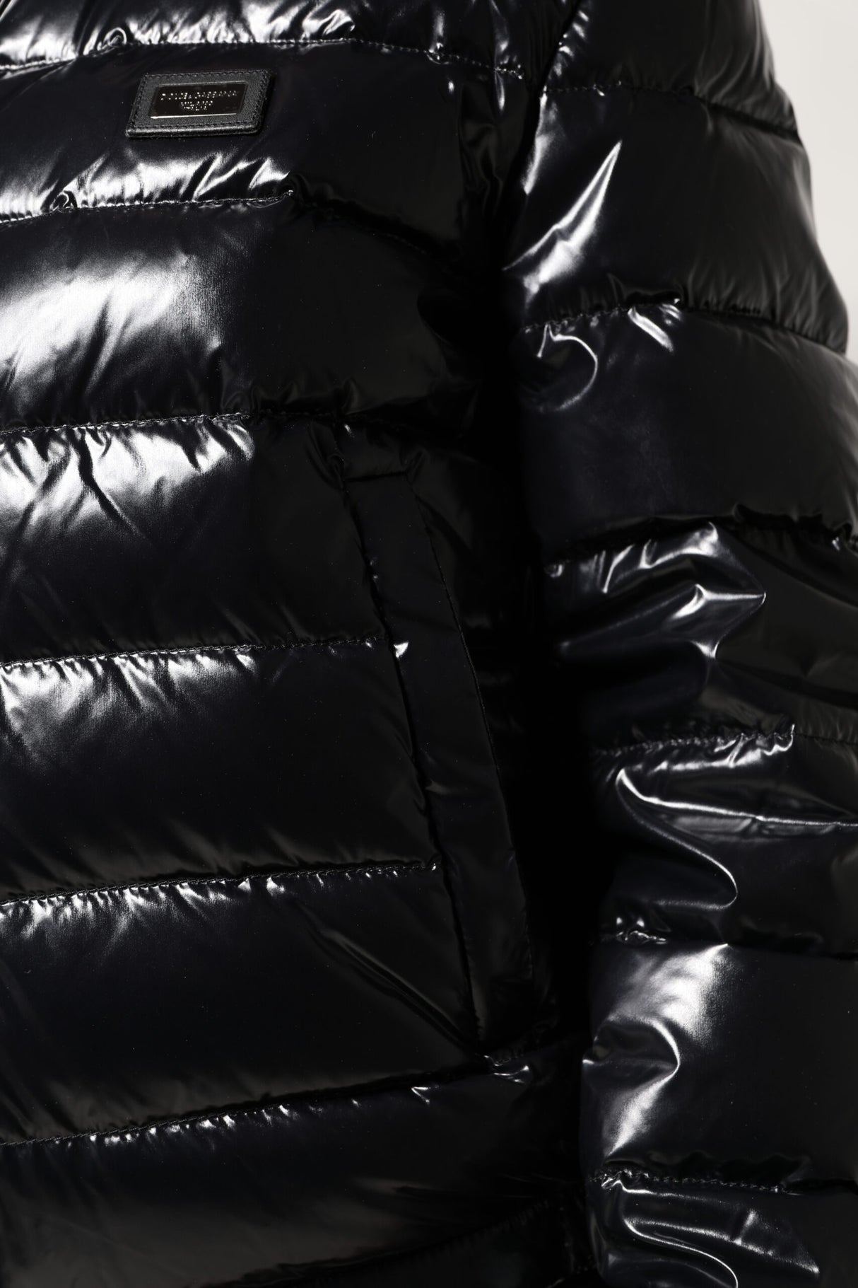 Dolce & Gabbana Black Logo Plaque Full Zip Puffer Jacket