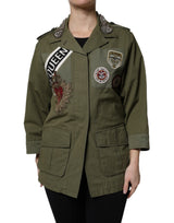 Dolce & Gabbana Military Green Queen Embellished Coat Jacket