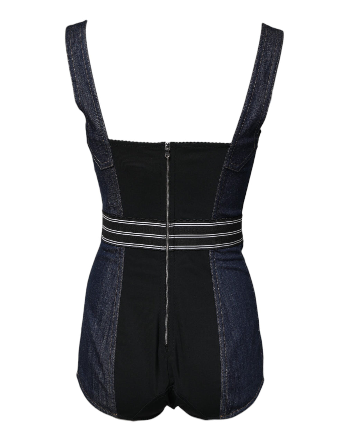 Dolce & Gabbana Blue Cotton Stretch Sleeveless Bodycon Denim Bodysuit