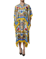 Dolce & Gabbana Multicolor Majolica Kaftan Short Sleeves Maxi Dress