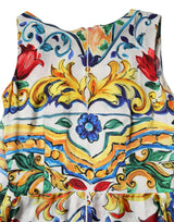 Dolce & Gabbana Multicolor Majolica Kaftan Short Sleeves Maxi Dress