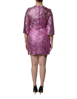 Dolce & Gabbana Metallic Fuchsia Floral Sheath Mini Dress
