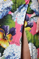 Dolce & Gabbana Multicolor Floral Side Slit Midi Dress
