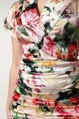 Dolce & Gabbana Multicolor Floral Short Sleeves Sheath Midi Dress