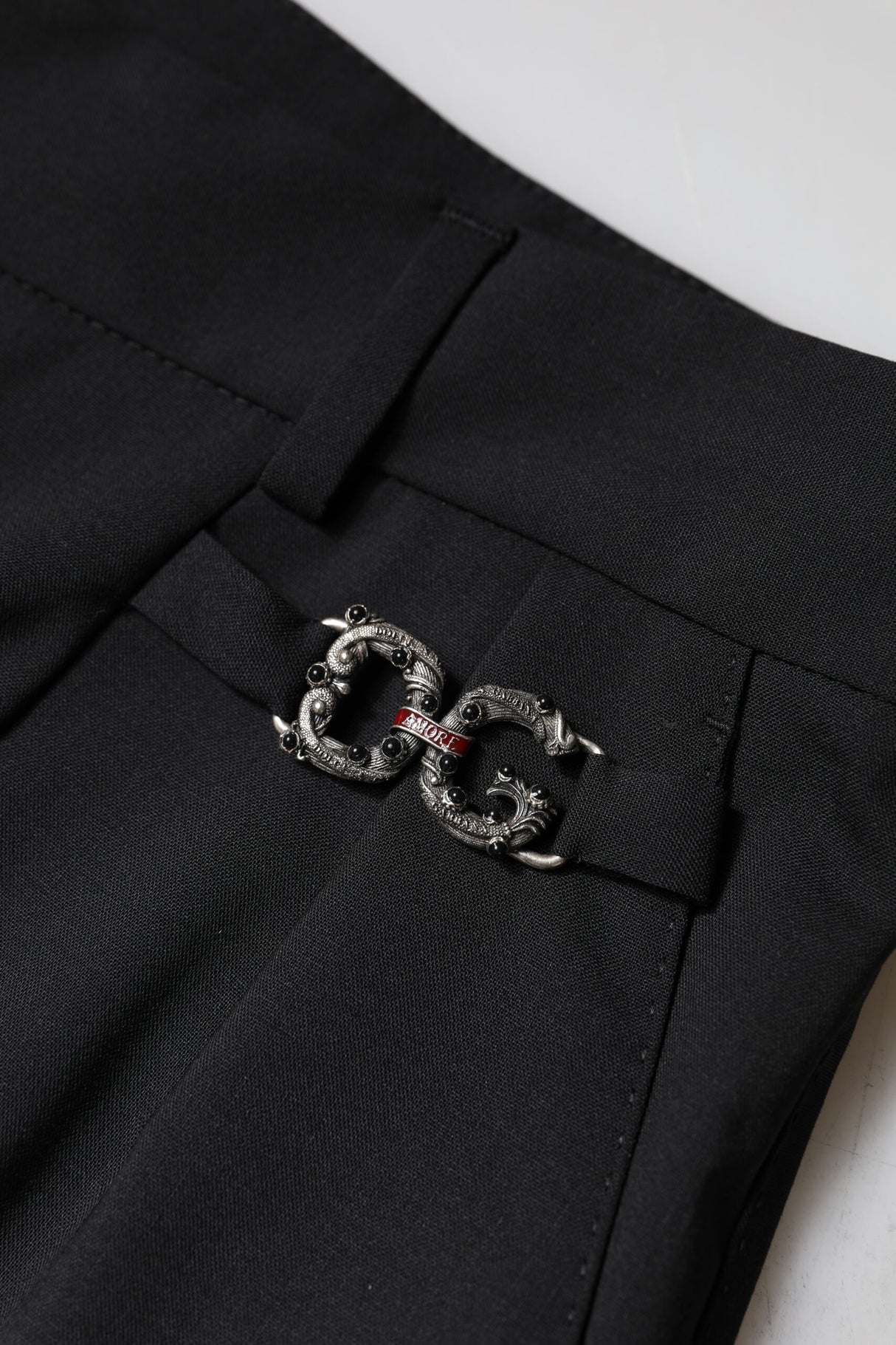 Dolce & Gabbana Black Polyester High Waist Dress Pants