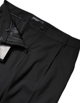 Dolce & Gabbana Black Wool High Waist Boot Cut Dress Pants