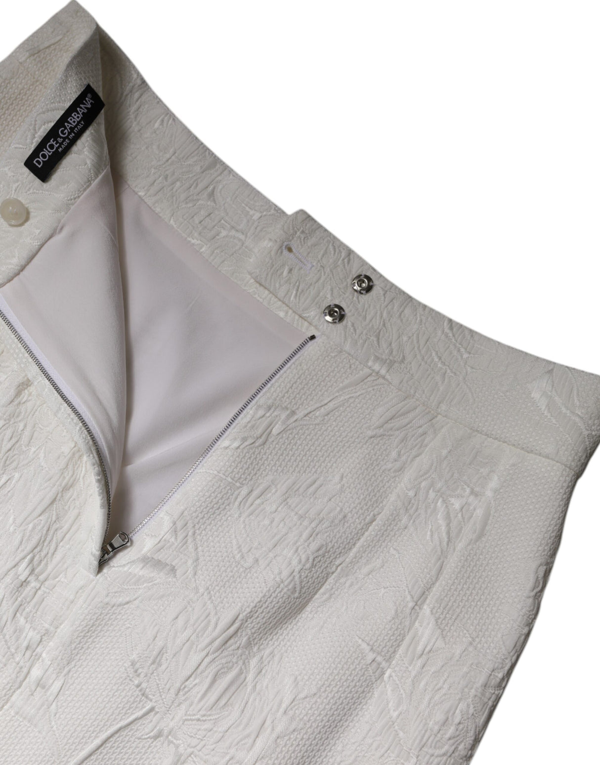 Dolce & Gabbana White High Waist Knee Length Pencil Skirt