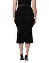 Dolce & Gabbana Black Mermaid Cut High Waist Midi Skirt