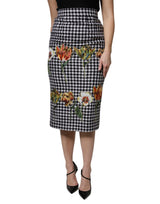Dolce & Gabbana Multicolor Floral Print High Waist Pencil Cut Skirt