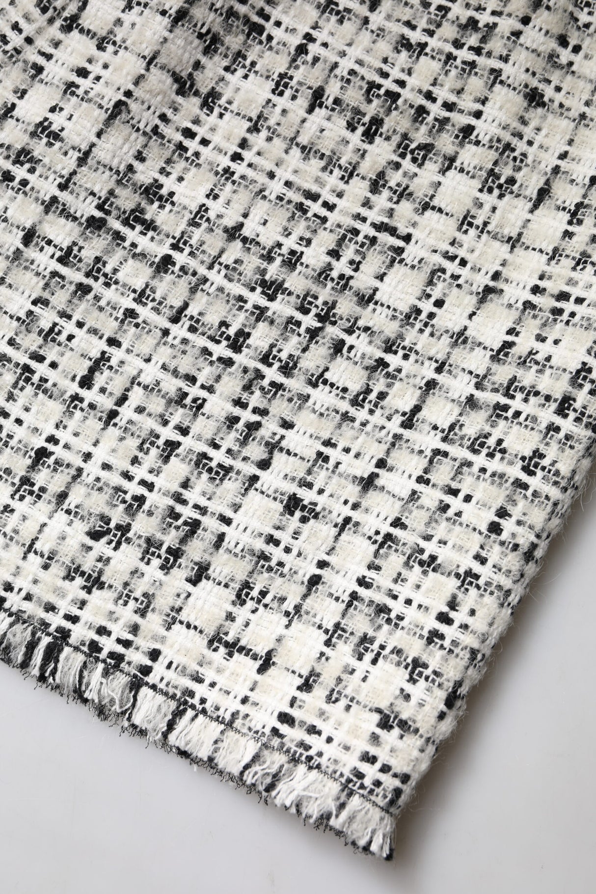 Dolce & Gabbana White Black High Waist Tartan Tweed Mini Skirt