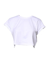 Dolce & Gabbana White Cotton Crew Neck Cropped T-shirt Top