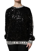 Dolce & Gabbana Black DG Queen Sequin Pullover Sweater