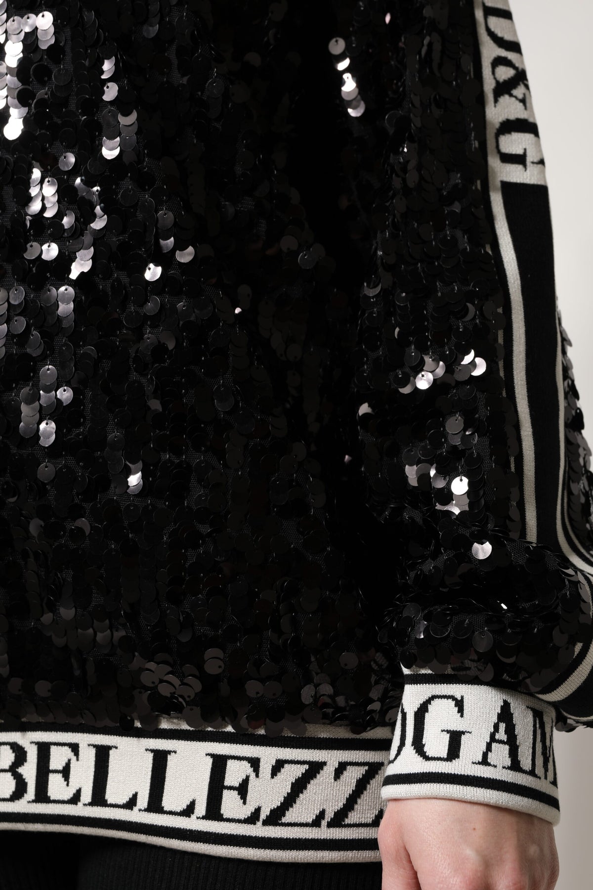 Dolce & Gabbana Black DG Queen Sequin Pullover Sweater