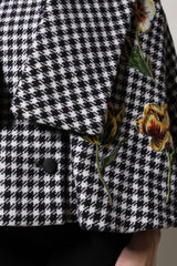 Dolce & Gabbana Black White Monochrome Patterned Floral Cape Jacket
