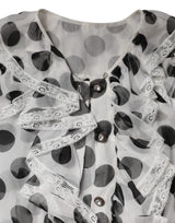Dolce & Gabbana White Black Polka Dot Cotton Sleeveless Top