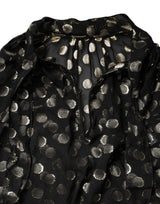 Dolce & Gabbana Black Sheer Tied Neck Polka Dots Blouse Top