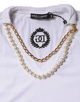 Dolce & Gabbana White Necklace Cotton Short Sleeve T-shirt