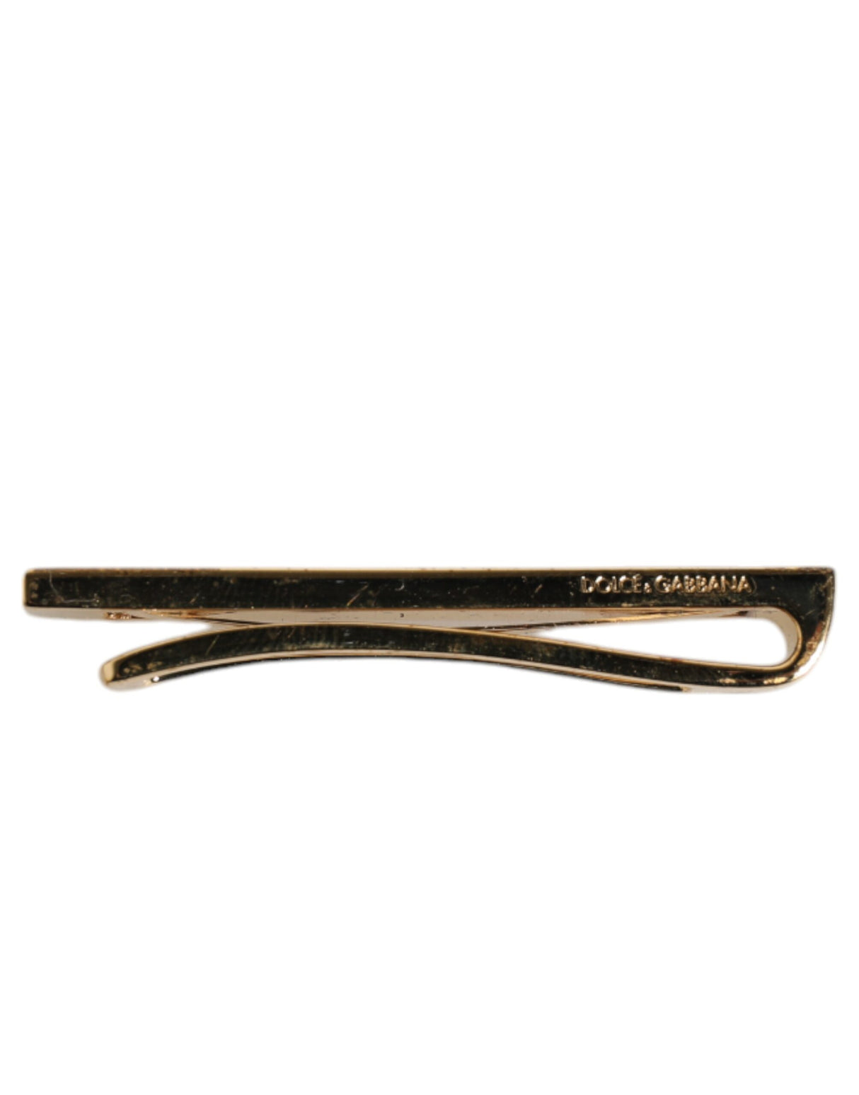 Dolce & Gabbana Gold Tone Brass Crystal Branded Accessory Tie Clip Bar