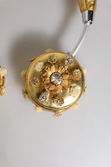 Dolce & Gabbana Gold Leather Floral Crystal Angel Headset Headphones