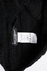 Dolce & Gabbana Black Cashmere Knitted Neck Warmer Foulard Scarf