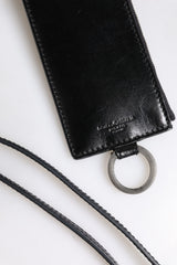 Dolce & Gabbana Black Leather Logo Embossed Lanyard Card Holder Wallet