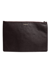 Dolce & Gabbana Brown Leather #DGFAMILY Embellished Men Clutch Pouch Bag