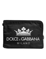 Dolce & Gabbana Black DG Milano Print Nylon Pouch Clutch Bag