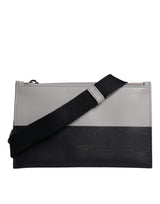 Dolce & Gabbana Black White Leather Logo Embossed Crossbody Bag