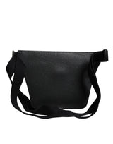 Dolce & Gabbana Black Calfskin Logo Plaque Belt Waist Men Fanny Pack Bag