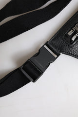 Dolce & Gabbana Black Calfskin Logo Plaque Belt Waist Men Fanny Pack Bag