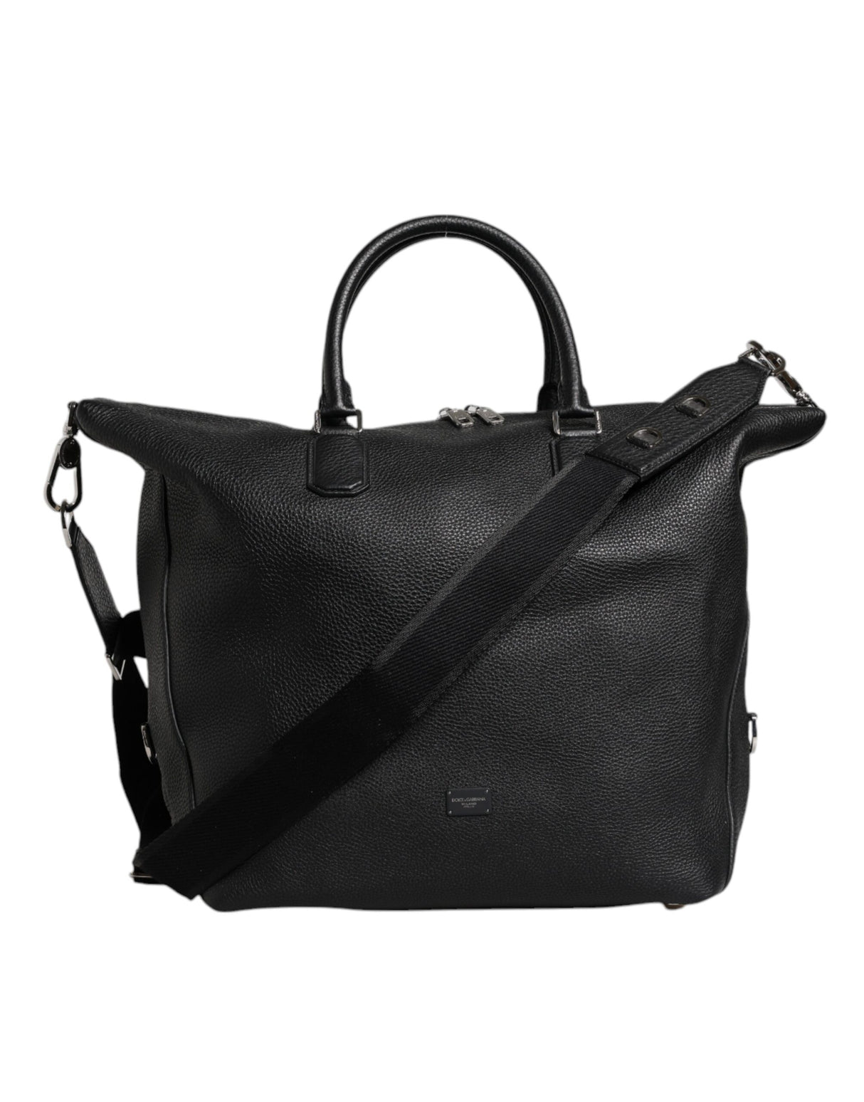 Dolce & Gabbana Black Calfskin Leather Hand Shoulder Duffle Bag