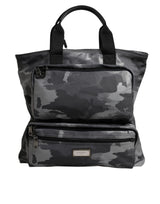 Dolce & Gabbana Gray Camo Cotton Multiple Compartments Tote Bag