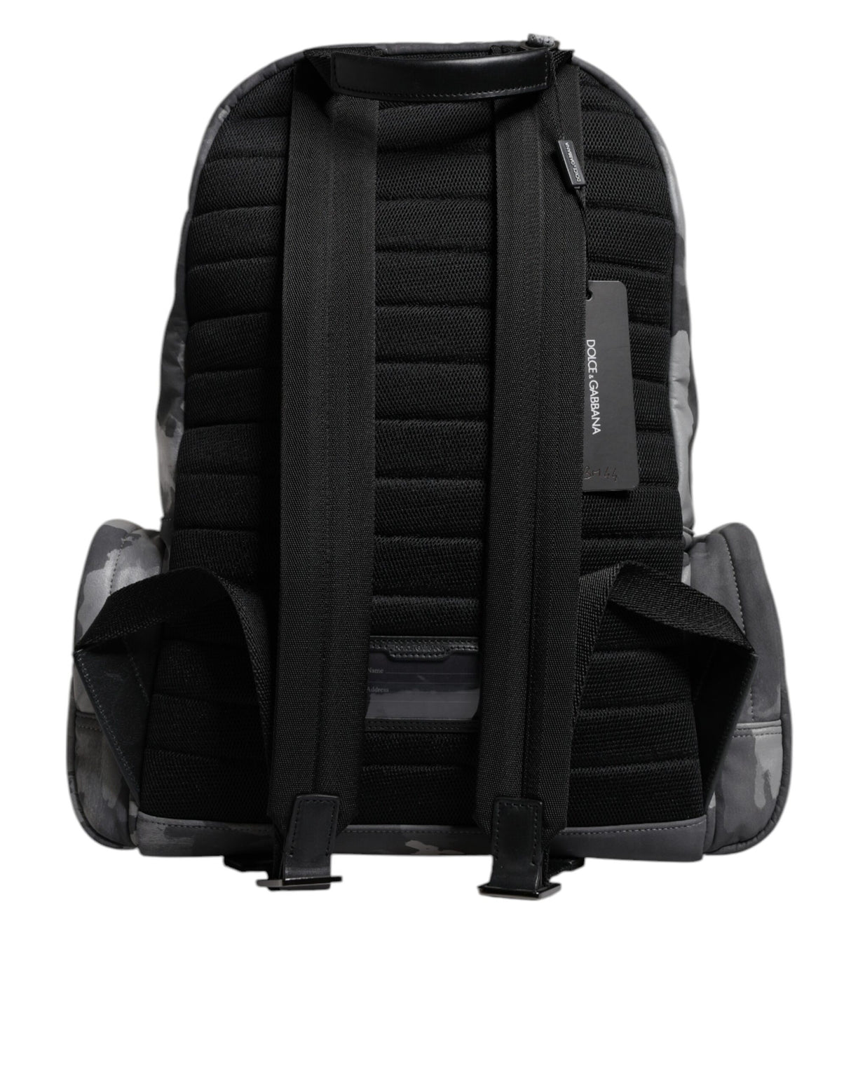 Dolce & Gabbana Gray Cotton Camouflage Logo Plaque Backpack Bag