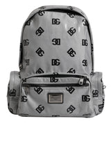 Dolce & Gabbana Polyester Gray Black DG Logo Plaque Backpack Bag