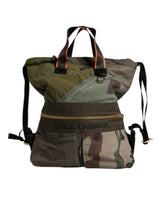 Dolce & Gabbana Military Green Patchwork Rucksack Backpack Bag