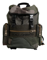 Dolce & Gabbana Military Green Patchwork Travel Backpack Bag
