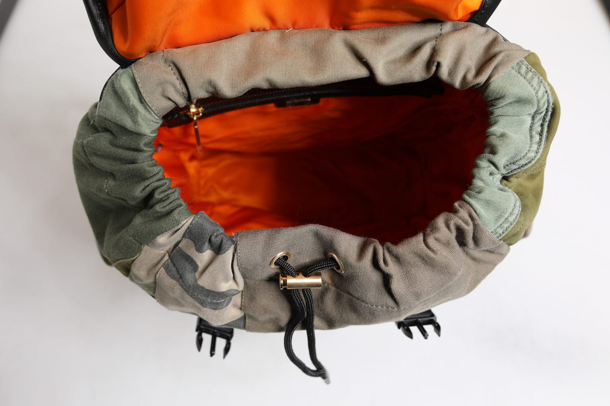 Dolce & Gabbana Military Green Patchwork Travel Backpack Bag