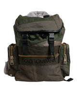 Dolce & Gabbana Military Green Patchwork Travel Backpack Bag