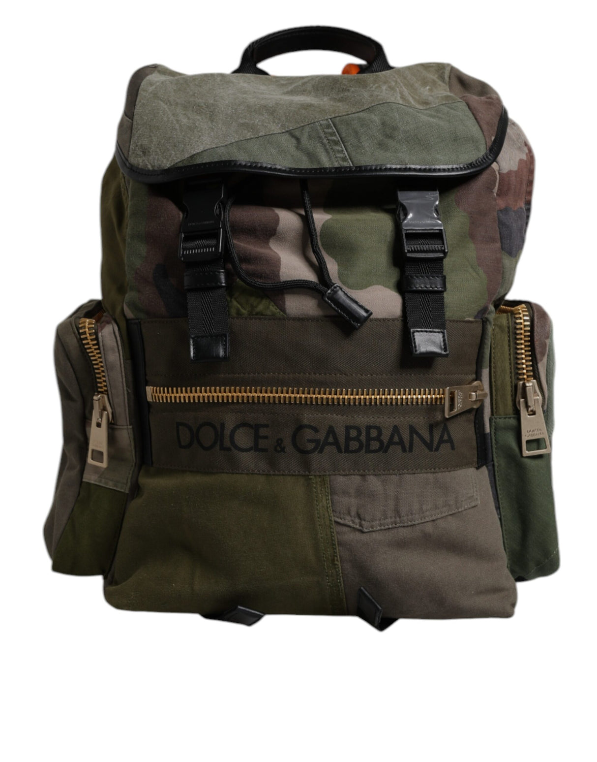 Dolce & Gabbana Military Green Patchwork School Backpack Bag
