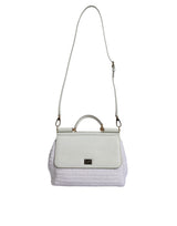 Dolce & Gabbana White Rafia Leather Top Handle Crossbody Bag