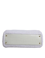 Dolce & Gabbana White Rafia Leather Top Handle Crossbody Bag