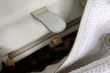 Dolce & Gabbana White Rafia Leather Top Handle Crossbody Bag