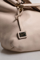 Dolce & Gabbana Light Pink Deer Leather Logo Plaque Tote Top Handle Bag