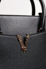 Versace Black Large Leather Top Handle Shoulder Crossbody Bag