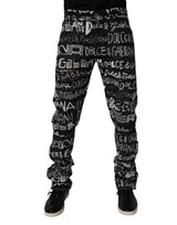 Dolce & Gabbana Black Cotton Logo Print Straight Denim Jeans