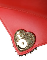 Dolce & Gabbana Red Leather DEVOTION Gold Heart Shoulder Borse Bag - Women's